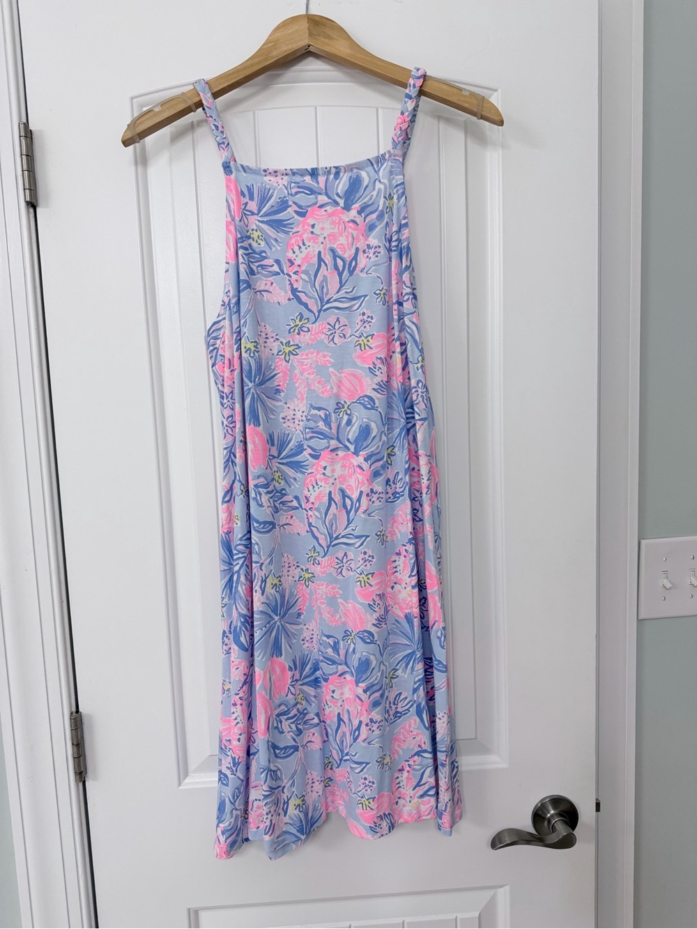 Lilly Pulitzer Blue Pink Tropical Floral Swing Dress | Medium NWOT